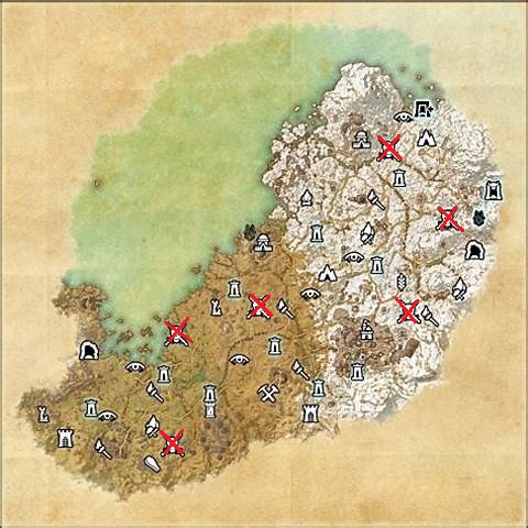 Mapa de Wrothgar con los jefes de mundo resaltados