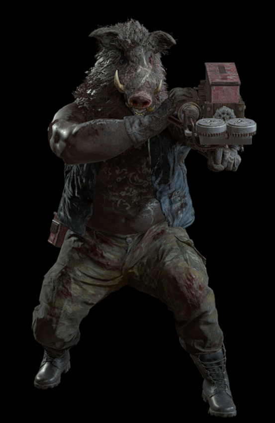 Cabeza de cerdo con ballesta automática, Resident Evil 4 Remake