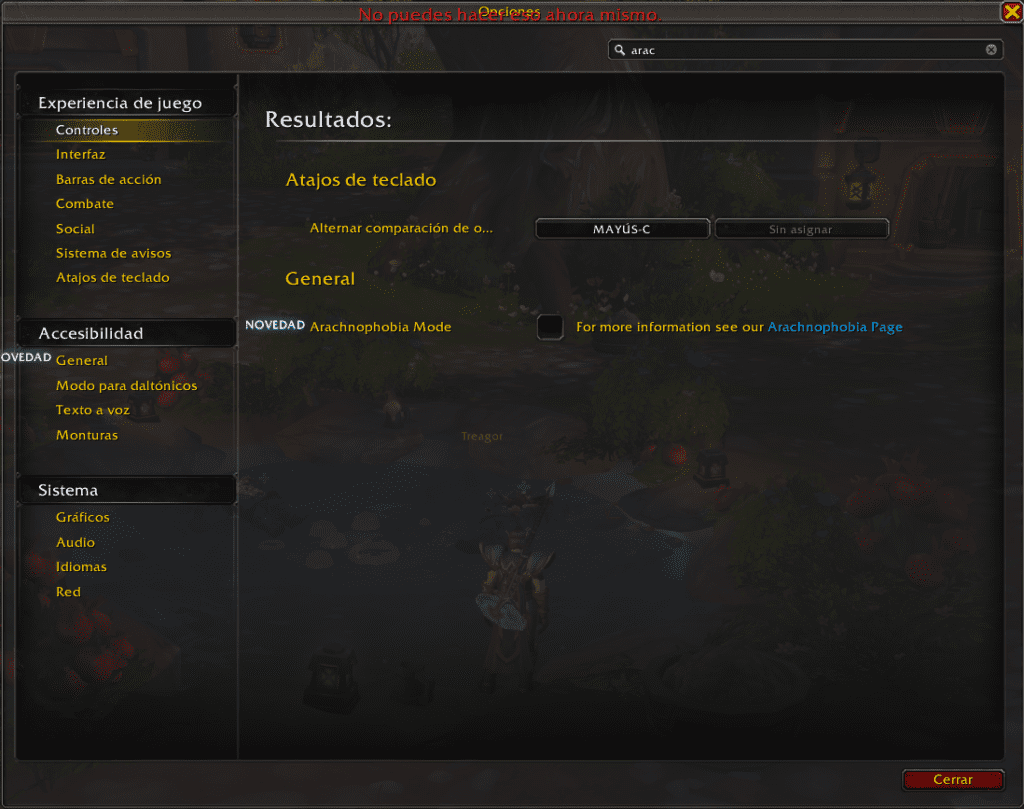 Nuevo modo de aracnofobia en WoW The War Within.