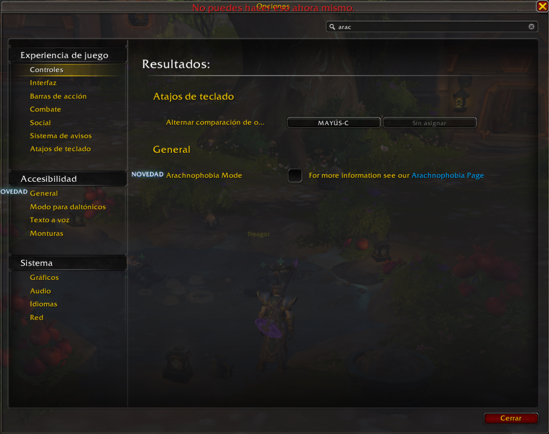 Nuevo modo de aracnofobia en WoW The War Within.